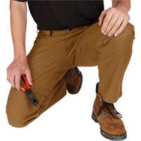 Heavy-Duty Flex Work Pants, Poly-Cotton/Spandex, Khaki, Size 32, 32 Inseam Par Equipment