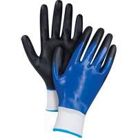 Gants enduits noir & bleu, Grand, R&ecirc;vetement Mousse de nitrile, Calibre 15, Enveloppe en Nylon Par Equipment