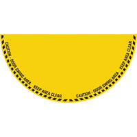 "Caution" Half Circle Swing Door Floor Sign, Adhesive, English with Pictogram Par Equipment