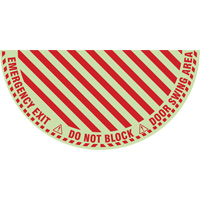 "Emergency Exit" Half Circle Swing Door Floor Sign, Adhesive, English with Pictogram Par Equipment