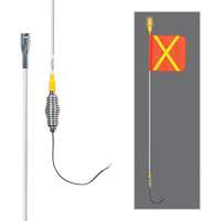Tiges de s&eacute;curit&eacute; tout-temps de s&eacute;rie lourde avec lumi&egrave;re DEL constante Safety Whip, Fixation Ressort, Hauteur 5', Orange avec X r&eacute;fl&eacute;chissant Par Equipment