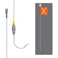 Tiges de s&eacute;curit&eacute; tout-temps de s&eacute;rie lourde avec lumi&egrave;re DEL constante Safety Whip, Fixation Ressort, Hauteur 5', Orange avec X r&eacute;fl&eacute;chissant Par Equipment