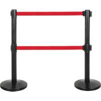 Dual Belt Crowd Control Barrier, Steel, 35" H, Red Tape, 7' Tape Length SHA661 | Par Equipment