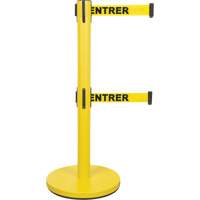 Dual Belt Crowd Control Barrier, Steel, 35" H, Yellow Tape, 7' Tape Length SHA667 | Par Equipment