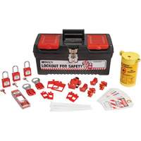 Electrical Lockout Tagout Kit with Nylon Safety Lockout Padlocks in Toolbox, Electrical Kit, 33 Components Par Equipment