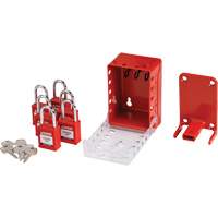 Boîte de cadenassage de groupe ultra compacte avec cadenas de sécurité en nylon, Rouge SHB340 | Par Equipment