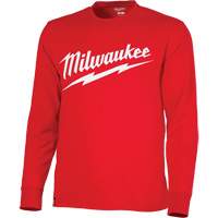 Heavy-Duty Long-Sleeved T-Shirt with Milwaukee&reg; Logo, Men's, Small, Red Par Equipment