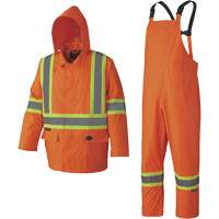 5608 Combinaison de pluie imperm&eacute;able 210D, Polyester/PVC, Petit, Orange haute visibilit&eacute; Par Equipment