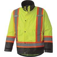 5401 Veste de s&eacute;curit&eacute; imperm&eacute;able 300D Trilobal antid&eacute;chirure, Polyester, Noir/Jaune lime haute visibilit&eacute;, T-petit Par Equipment