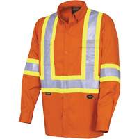 4441 Chemise de s&eacute;curit&eacute; &agrave; manches longues ultra respirante, Coton, Petit, Orange haute visibilit&eacute; Par Equipment