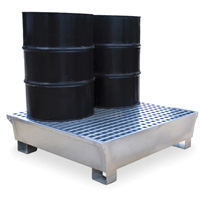 4-Drum Steel Ultra-Spill Pallet<sup>®</sup>, 68 US gal. Spill Capacity, 49.1" x 47.1" x 10.9" SHF623 | Par Equipment