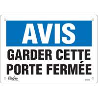 "Porte fermée" Sign, 7" x 10", Vinyl, French SHG592 | Par Equipment