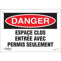 "Espace clos" Sign, 7" x 10", Plastic, French SHG593 | Par Equipment