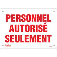 "Personnel autorisé seulement" Sign, 7" x 10", Plastic, French SHG594 | Par Equipment