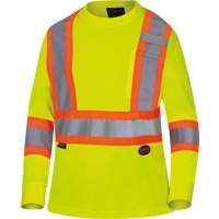 6969 Chandail de s&eacute;curit&eacute; &agrave; manches longues en il-de-perdrix pour femme, Polyester, T-petit, Jaune lime haute visibilit&eacute; Par Equipment