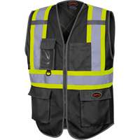 6959BK Veste de s&eacute;curit&eacute; haute visibilit&eacute; en tricot chaîne avec fermeture &agrave; glissi&egrave;re, Noir, T-petit, Polyester Par Equipment