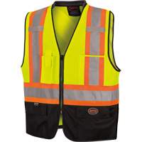 6895 Veste de s&eacute;curit&eacute; haute visibilit&eacute; bicolore avec fermeture &agrave; glissi&egrave;re sur tout le devant, Noir/Jaune lime haute visibilit&eacute;, 2T-Grand/3T-Grand, Polyester Par Equipment