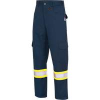 7764 FR-Tech&reg; High Visibility 88/12 FR/Arc Rated Safety Cargo Pants, 30, x 32, Navy Blue Par Equipment