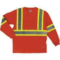T-shirt de sécurité à manches longues, Coton, T-petit, Orange haute visibilité SHI995 | Par Equipment