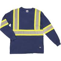 Long Sleeve Safety T-Shirt, Cotton, X-Small, Navy Blue SHJ014 | Par Equipment