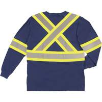 Long Sleeve Safety T-Shirt, Cotton, X-Small, Navy Blue SHJ014 | Par Equipment