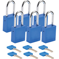 Lockout Padlock, Safety Padlock, Keyed Different, Aluminum, 1-1/2" Width Par Equipment