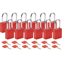 Lockout Padlock, Safety Padlock, Keyed Different, Aluminum, 1-1/2" Width Par Equipment