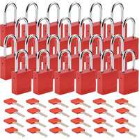 Lockout Padlock, Safety Padlock, Keyed Different, Aluminum, 1-1/2" Width Par Equipment