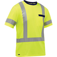 Chemise &agrave; manches courtes et X au dos Bisley, Poly-coton, Petit, Jaune lime haute visibilit&eacute; Par Equipment