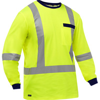 Chemise &agrave; manches longues et X au dos Bisley, Poly-coton, Petit, Jaune lime haute visibilit&eacute; Par Equipment