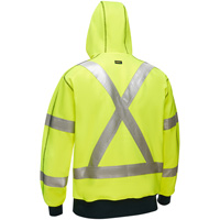 Coton ouat&eacute; doubl&eacute; de sherpa avec capuchon &agrave; fermeture &eacute;clair compl&egrave;te et X au dos Bisley, Petit, Jaune lime haute visibilit&eacute; Par Equipment