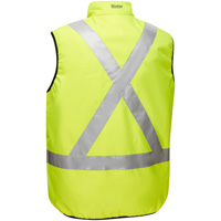 Bisley&reg; X-Back Reversible Puffer Vest, High Visibility Lime-Yellow, Small, Polyester Par Equipment