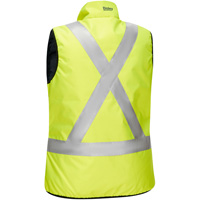 Bisley&reg; X-Back Women's Contoured Reversible Puffer Vest, High Visibility Lime-Yellow, Small, Polyester Par Equipment