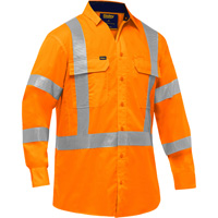 Chemise de travail &agrave; manches longues et X au dos Bisley avec X-Airflow, Poly-coton, Petit, Orange haute visibilit&eacute; Par Equipment