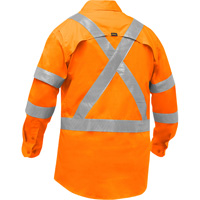 Chemise de travail &agrave; manches longues et X au dos Bisley avec X-Airflow, Poly-coton, Petit, Orange haute visibilit&eacute; Par Equipment