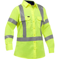 Chemise de travail &agrave; manches longues et X au dos Bisley avec X-Airflow pour femmes, Poly-coton, Petit, Jaune lime haute visibilit&eacute; Par Equipment