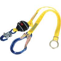 Tie-Back Web Shock-Absorbing Lanyard, 6', Rebar Hook Center, Snap Hook Leg Ends, Polyester Par Equipment