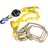 Twin-Leg Stretch Web Shock-Absorbing Lanyard, 6', Rebar Hook Center, Snap Hook Leg Ends Par Equipment