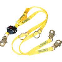 Twin-Leg Tie-Back Web Shock-Absorbing Lanyard, 6', Snap Hook Center, Snap Hook Leg Ends, Polyester Par Equipment