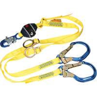 Twin-Leg Tie-Back Web Shock-Absorbing Lanyard, 6', Rebar Hook Center, Snap Hook Leg Ends, Polyester Par Equipment