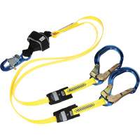 Twin-Leg Arc Flash Coated Web Shock-Absorbing Lanyard, 6', Rebar Hook Center, Snap Hook Leg Ends Par Equipment