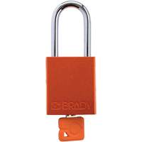 Cadenas de verrouillage de s&eacute;curit&eacute; Velocity Plus, Orange, Cl&eacute;s identiques, Aluminium, Largeur de 1-1/2" Par Equipment