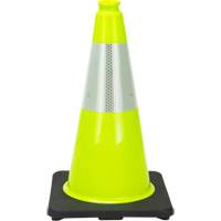 C&ocirc;ne de signalisation de premi&egrave;re qualit&eacute;, 18", Vert lime, Bande(s) r&eacute;fl&eacute;chissante(s) 6" Par Equipment
