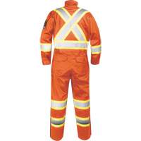 Fire-Resistant Coverall with High-Visibility Bands, Size Small, Orange Par Equipment