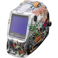 VIKING 3350 Hot Rodders Welding Helmet, 3.74" L x 3.34" W View Area, 5 - 13 Shade Range Par Equipment