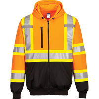 Contrast-Striped Safety Hoodie, Small, Black/High Visibility Orange Par Equipment