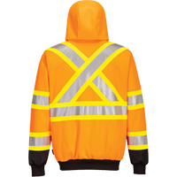 Contrast-Striped Safety Hoodie, Small, Black/High Visibility Orange Par Equipment