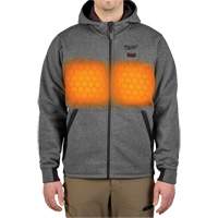 M12 Heated Hoodie with Battery, Men's, X-Large, Grey, Poly-Cotton Par Equipment
