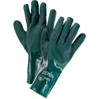 Double Dipped Green Gloves, 12" L, PVC, Cotton Jersey Inner Lining, 70-mil Par Equipment