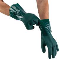 Double Dipped Green Gloves, 12" L, PVC, Cotton Jersey Inner Lining, 70-mil Par Equipment